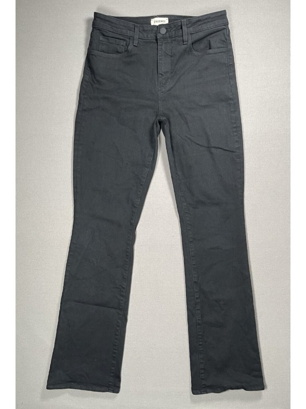 L'Agence High Rise Straight Black Denim Stretch Jeans - Women Size 28 X 32